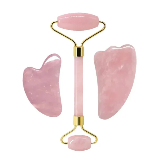 Rose Quartz Face Roller & Gua Sha Massage Set - Image 37