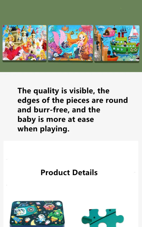 100pcs Kids Cartoon Wooden Puzzle Educational Toy - Image 33