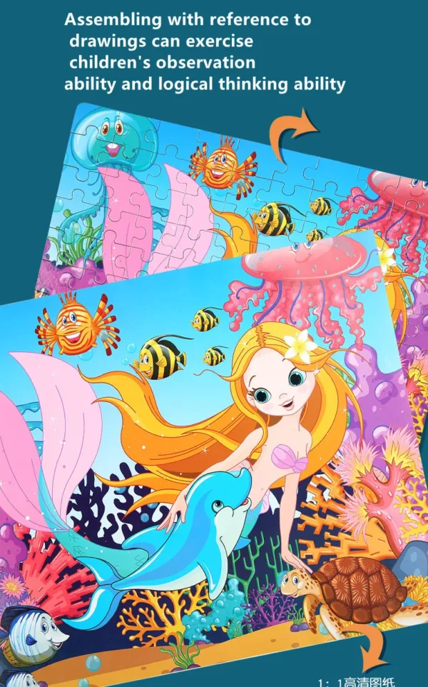 100pcs Kids Cartoon Wooden Puzzle Educational Toy - Image 23