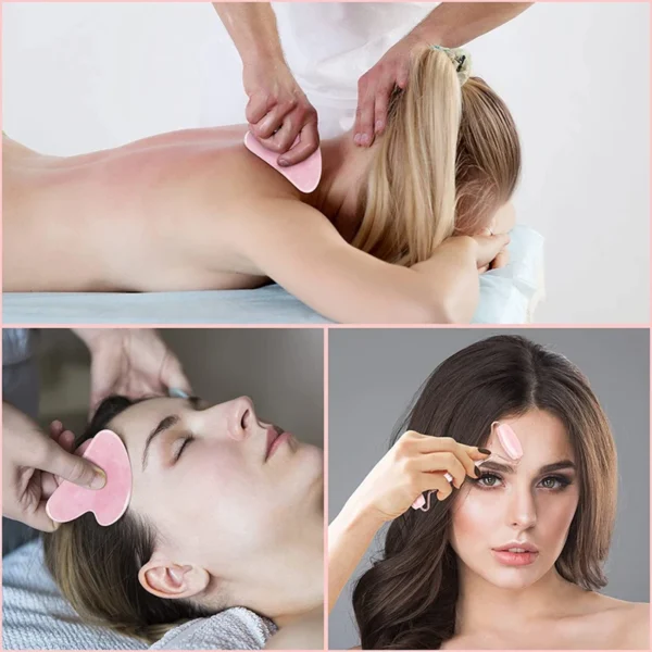 Rose Quartz Face Roller & Gua Sha Massage Set - Image 3