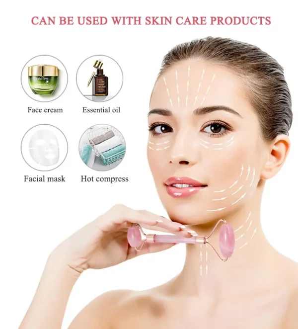 Rose Quartz Face Roller & Gua Sha Massage Set - Image 33
