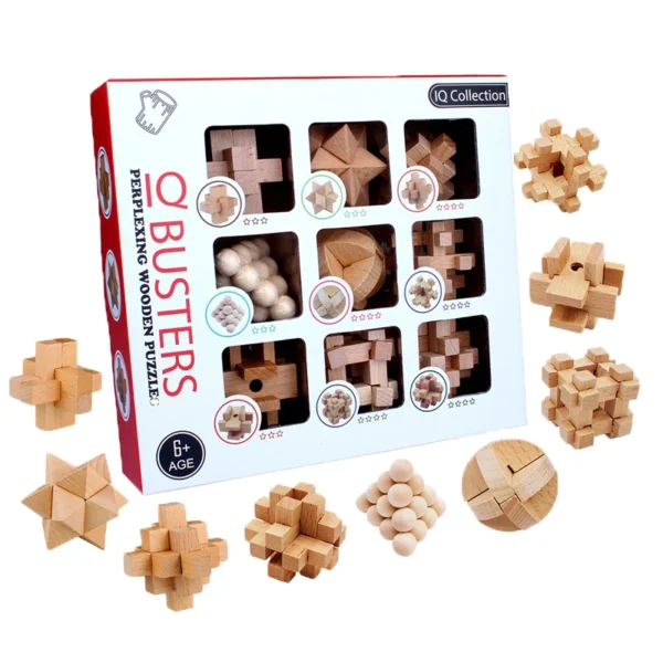3D Wooden Puzzle Set – Handmade Educational Mind Game - Image 2