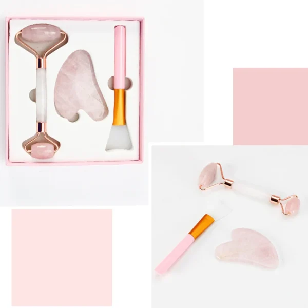 Rose Quartz Jade Roller & Gua Sha Facial Massage Set - Image 14