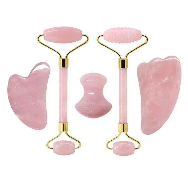 Rose Quartz Face Roller & Gua Sha Massage Set - Image 8