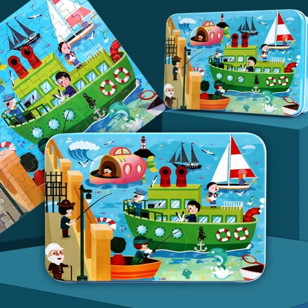 100pcs Kids Cartoon Wooden Puzzle Educational Toy - Image 14