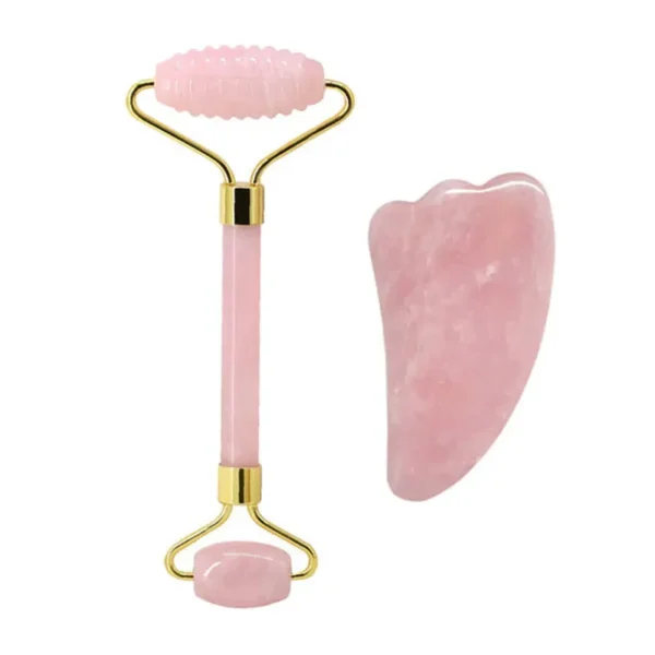 Rose Quartz Face Roller & Gua Sha Massage Set - Image 9
