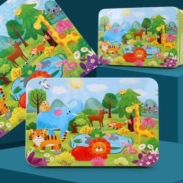 100pcs Kids Cartoon Wooden Puzzle Educational Toy - Image 11