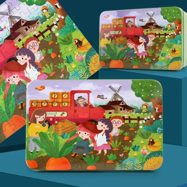 100pcs Kids Cartoon Wooden Puzzle Educational Toy - Image 2