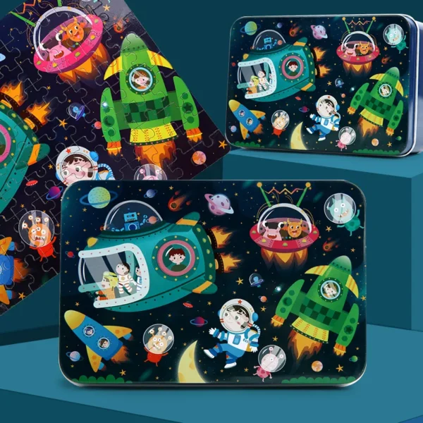 100pcs Kids Cartoon Wooden Puzzle Educational Toy - Image 7