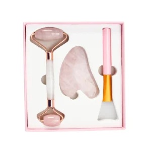 Rose Quartz Jade Roller & Gua Sha Facial Massage Set