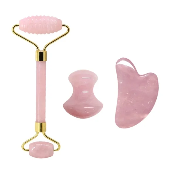 Rose Quartz Face Roller & Gua Sha Massage Set - Image 38