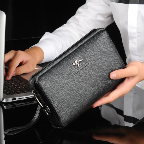 KANGAROO Men’s Luxury PU Leather Clutch Wallet Bag - Image 4