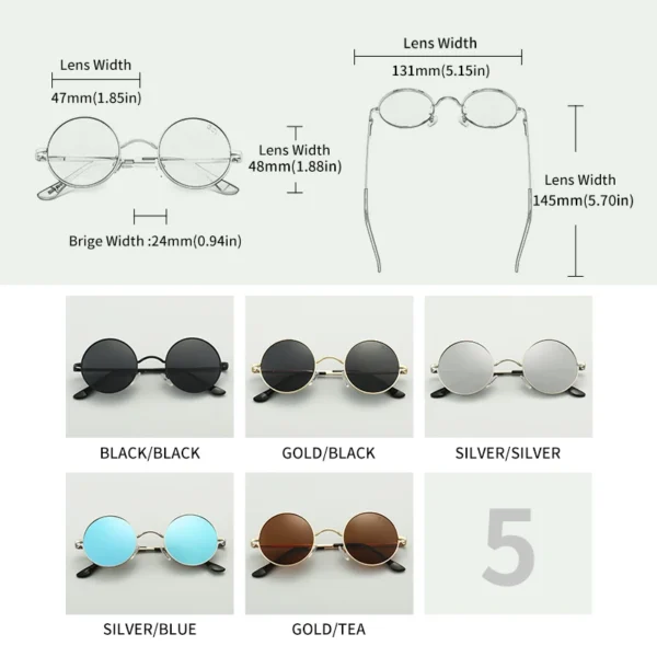 GCV Steampunk Round Polarized Sunglasses UV400 - Image 5
