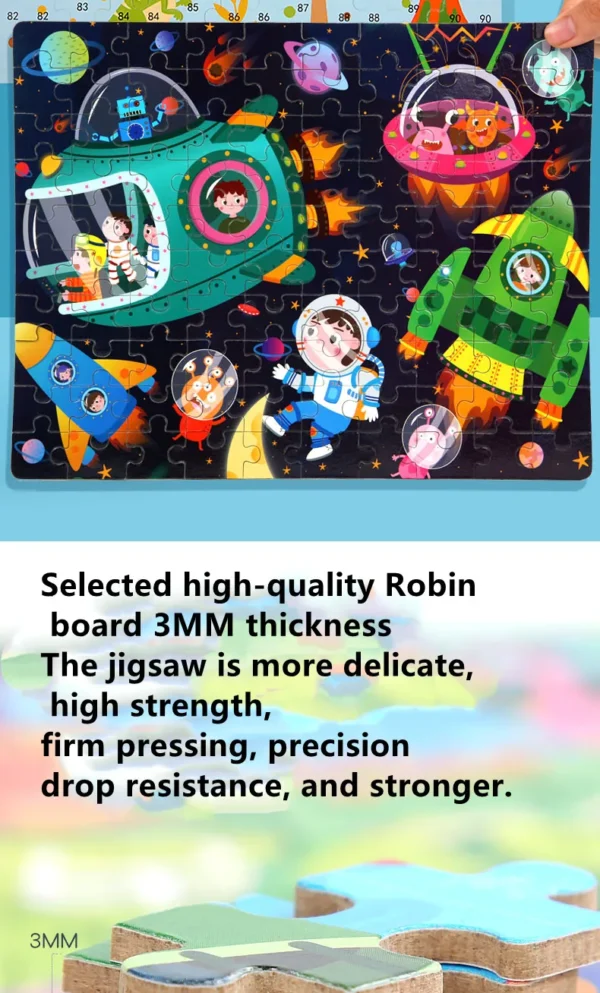 100pcs Kids Cartoon Wooden Puzzle Educational Toy - Image 26