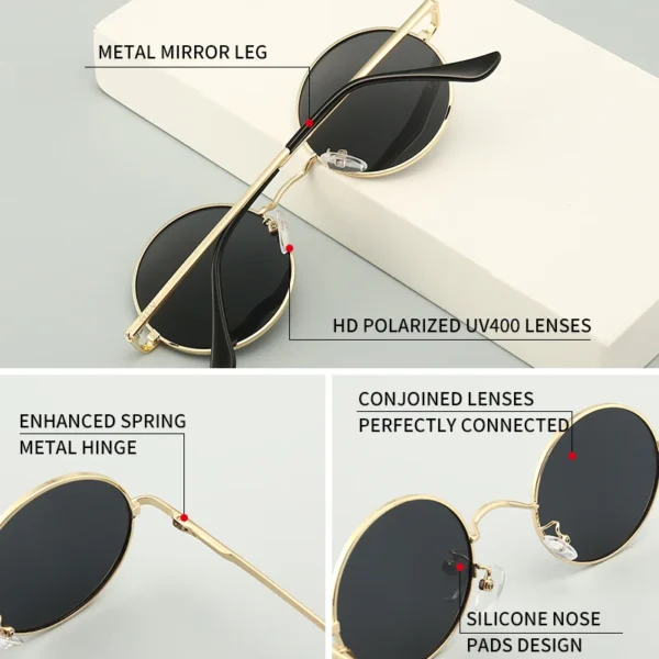 GCV Steampunk Round Polarized Sunglasses UV400 - Image 4