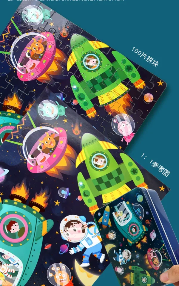 100pcs Kids Cartoon Wooden Puzzle Educational Toy - Image 29