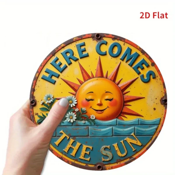 Relax & Enjoy Circular Metal Wall Sign 7.8" - Image 5