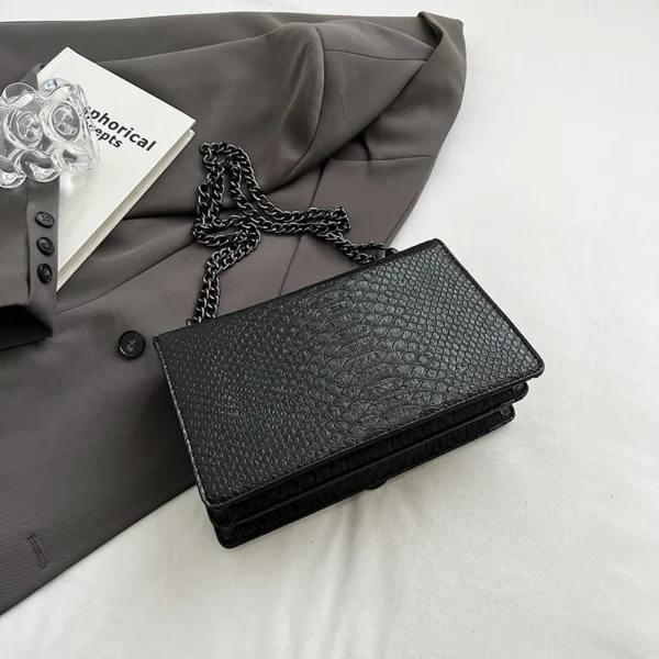 Women’s Snake Print Chain Shoulder & Crossbody Bag - Image 3
