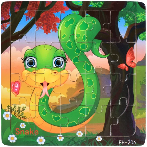 20-Piece Wooden 3D Animal & Vehicle Jigsaw Puzzle - Image 15