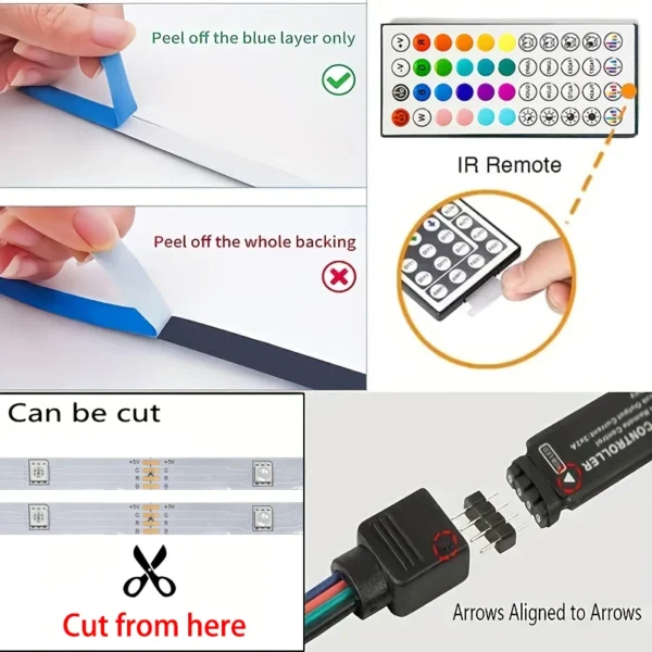 40M RGB LED Strip Lights with App & Remote Control - Image 7