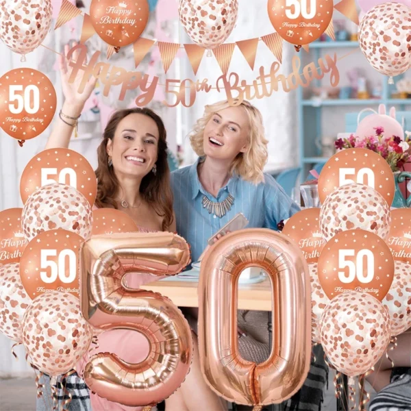 Rose Pink & Gold Birthday Balloon Garland Set - Image 44
