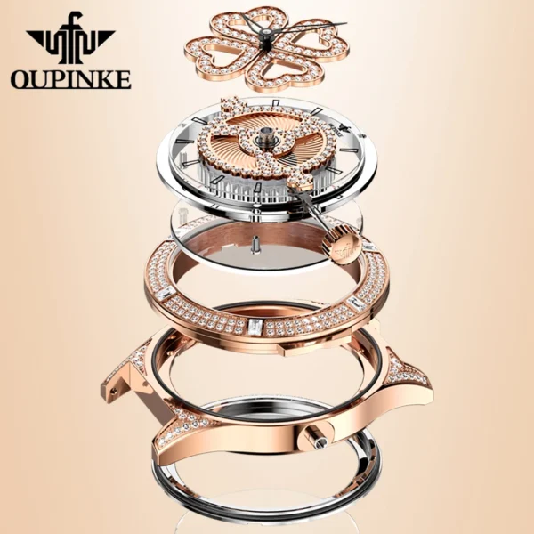 OUPINKE 3279 Luxury Women’s Diamond Quartz Watch - Image 4