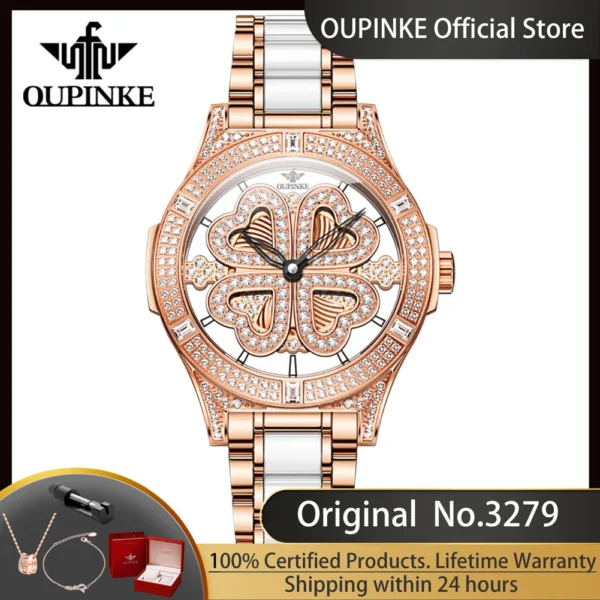 OUPINKE 3279 Luxury Women’s Diamond Quartz Watch - Image 2