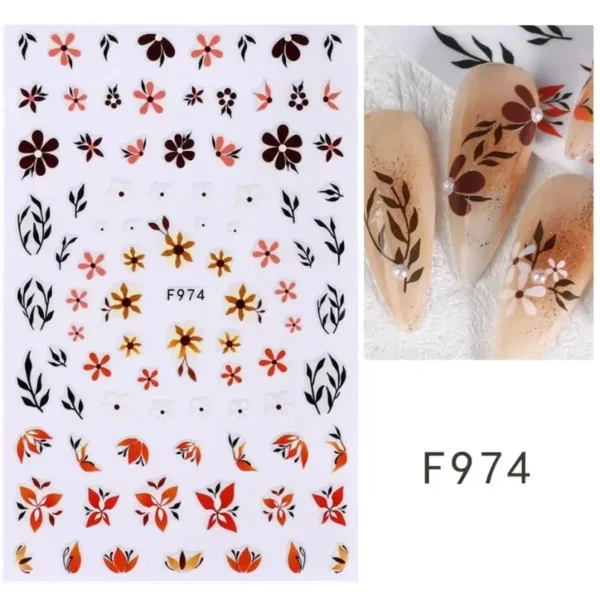 3D Nail Art Stickers White Daisy Floral & Fruit Decals - Image 9
