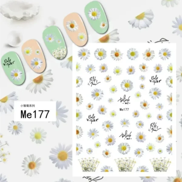 3D Nail Art Stickers White Daisy Floral & Fruit Decals - Image 18
