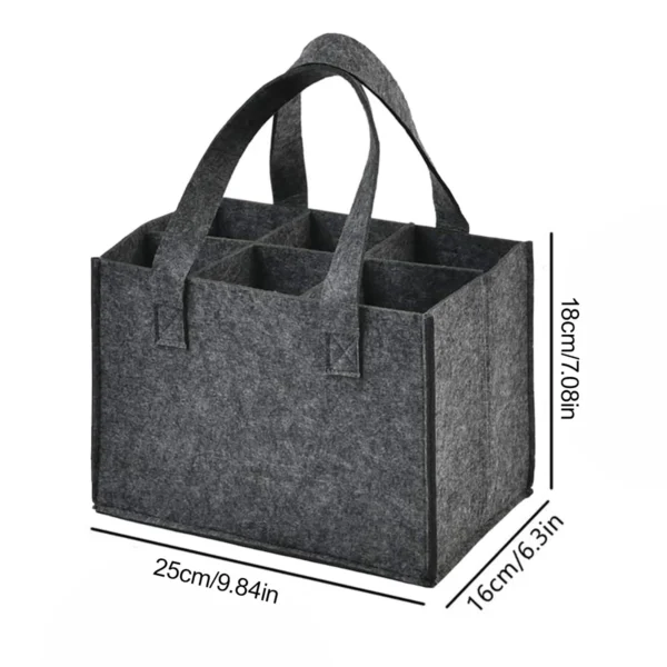 Reusable 6-Bottle Felt Carrier Bag for Drinks - Image 6