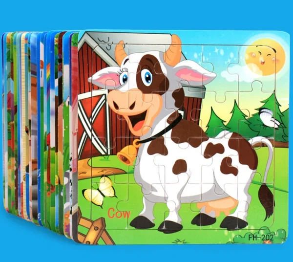 20-Piece Wooden 3D Animal & Vehicle Jigsaw Puzzle - Image 33
