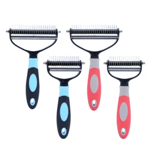 2-Sided Pet Deshedding Brush – Dog &Cat Grooming Tool