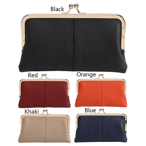 Vintage Genuine Leather Kiss Lock Travel Wallet Purse - Image 2