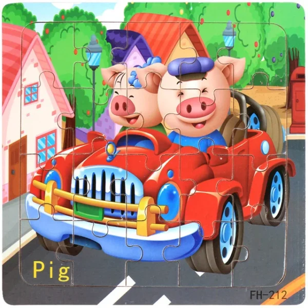 20-Piece Wooden 3D Animal & Vehicle Jigsaw Puzzle - Image 11
