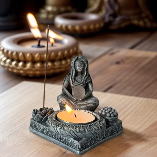 Moon Goddess Candlestick Aromatherapy Resin Statue - Image 5