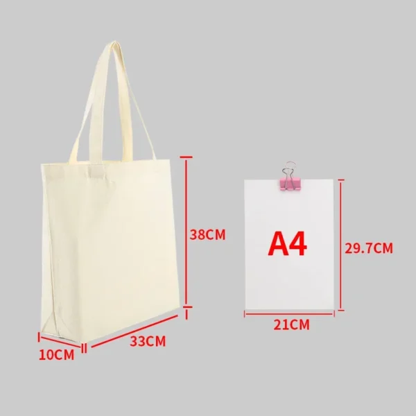 Eco-Friendly Large Canvas Shopping Tote – Beige White - Image 10