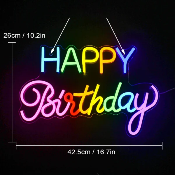 Dimmable Happy Birthday LED Neon Wall Light - Image 25