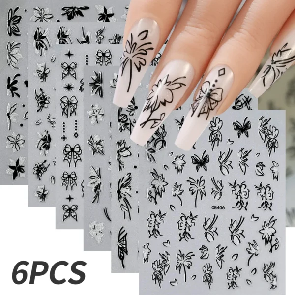 Hibiscus Flower Nail Stickers – 3D Self-Adhesive Decals - Image 15