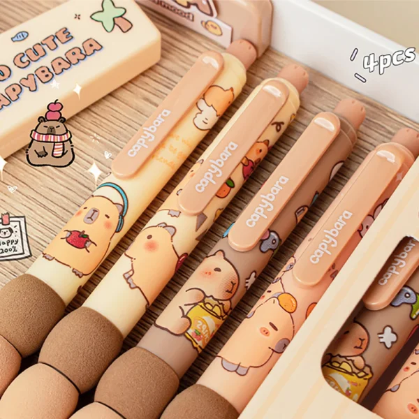 4-Pack Cute Capybara Erasable Gel Pens – Smooth & Quick-Dry - Image 2