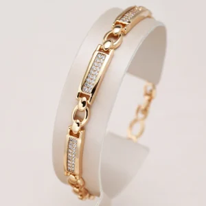 Kinel Rose Gold Zircon Square Link Bracelet Women