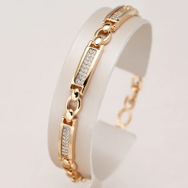 Kinel Rose Gold Zircon Square Link Bracelet Women