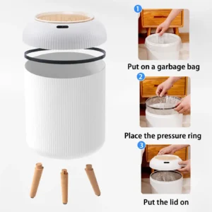 Smart Motion Sensor Bin – 8L Round Plastic, Touch-Lid