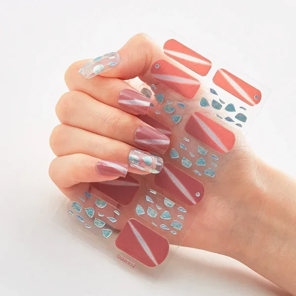 16Tips Long-Lasting Gel Nail Stickers – Full Coverage Wraps - Image 42