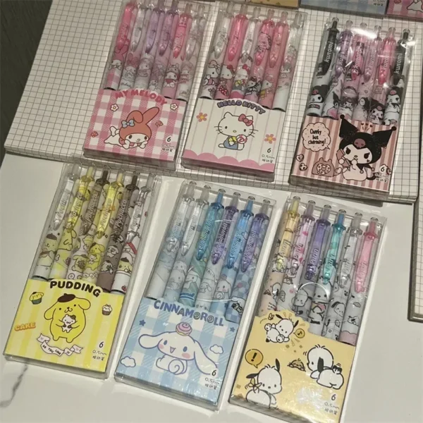 Sanrio 6pcs Gel Pen Set 0.55mm Cute Cartoon Design - Image 12