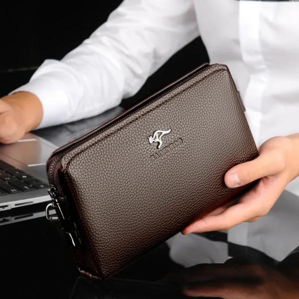 KANGAROO Men’s Luxury PU Leather Clutch Wallet Bag - Image 2