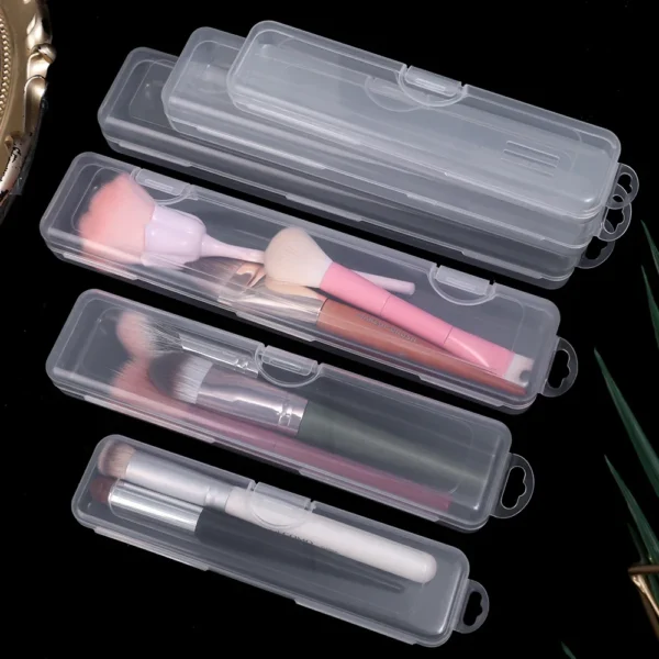 Transparent Makeup Brush & Storage Box with Cover - Image 15