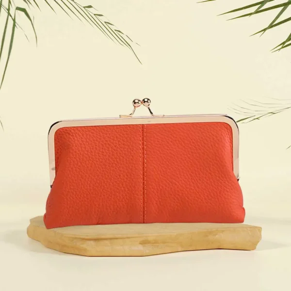 Vintage Genuine Leather Kiss Lock Travel Wallet Purse - Image 9