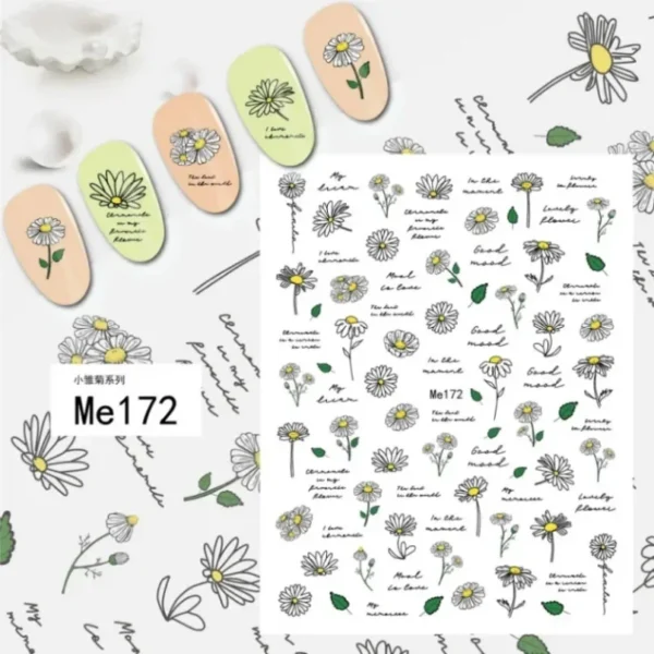 3D Nail Art Stickers White Daisy Floral & Fruit Decals - Image 15