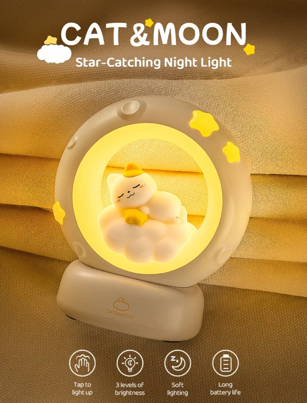Cute Animal Moon Night Light – USB Rechargeable Lamp - Image 14