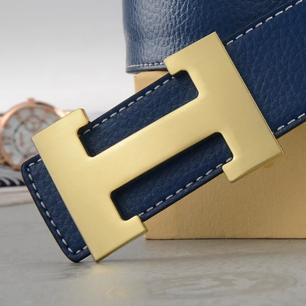 Men’s Elegant Multi-Colour Belt with Golden H Buckle - Image 3